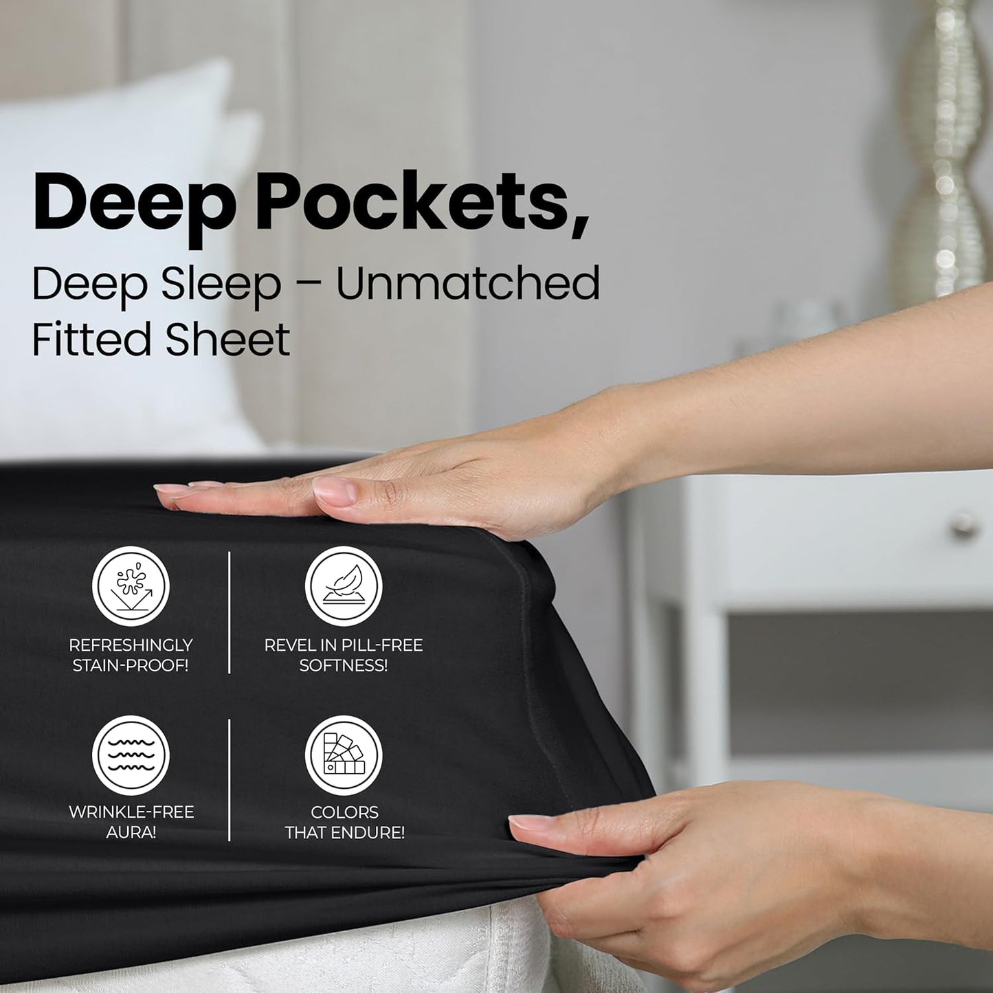 Utopia Bedding Twin Fitted Sheet - Soft Microfiber - Deep Pocket, Fade Resistant - Black