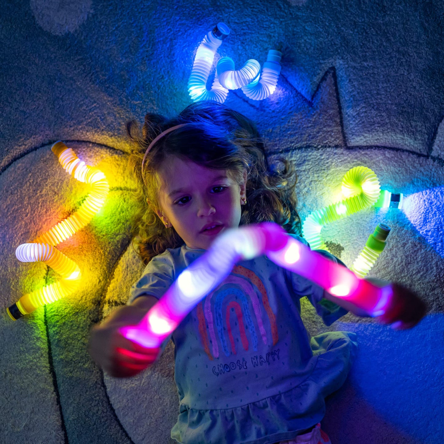 nutty toys Light Up Pop Tubes - Sensory Toys - Glow Sticks for Kids, Fine Motor Skills Toddler Fidget, Top ADHD & Autism Essentials 2026, Unique Gifts Idea, Best Boy & Girl Easter Basket Stuffers