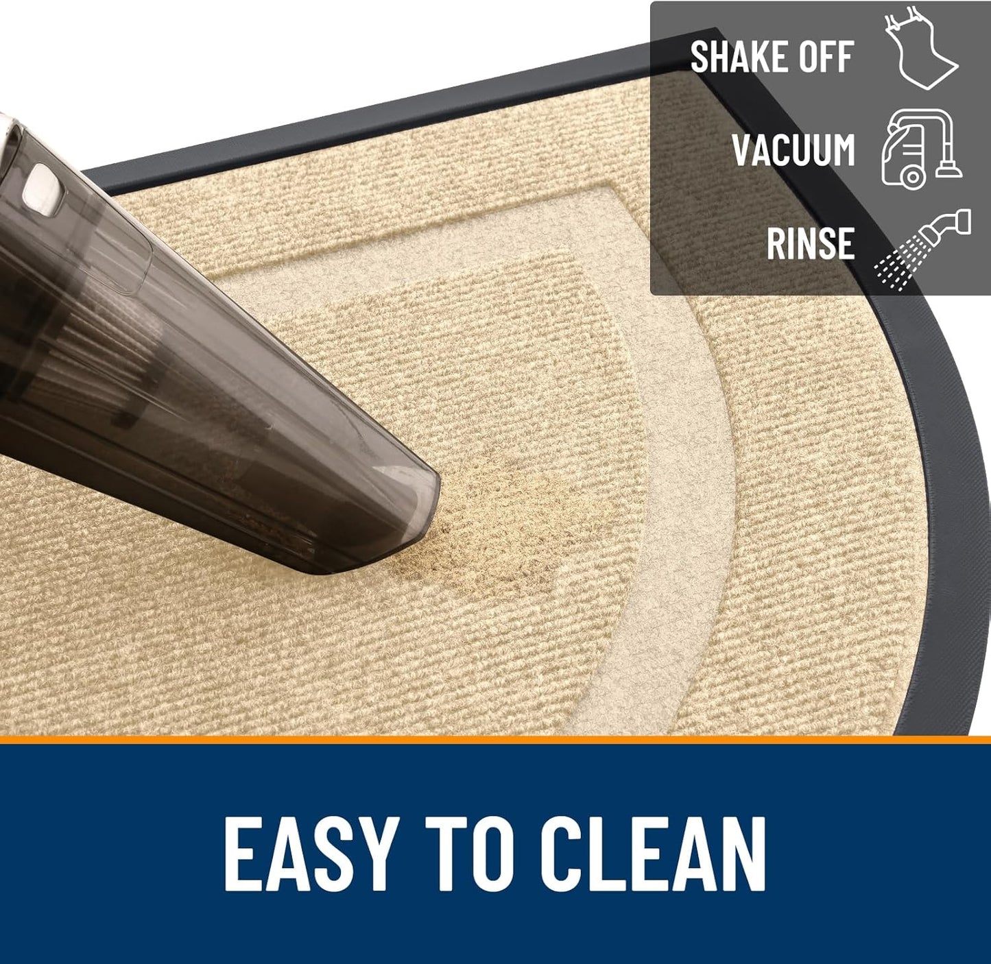 OLANLY Half Circle Door Mat - Waterproof All-Season Doormat for Indoor/Outdoor Use | 36x24, Beige