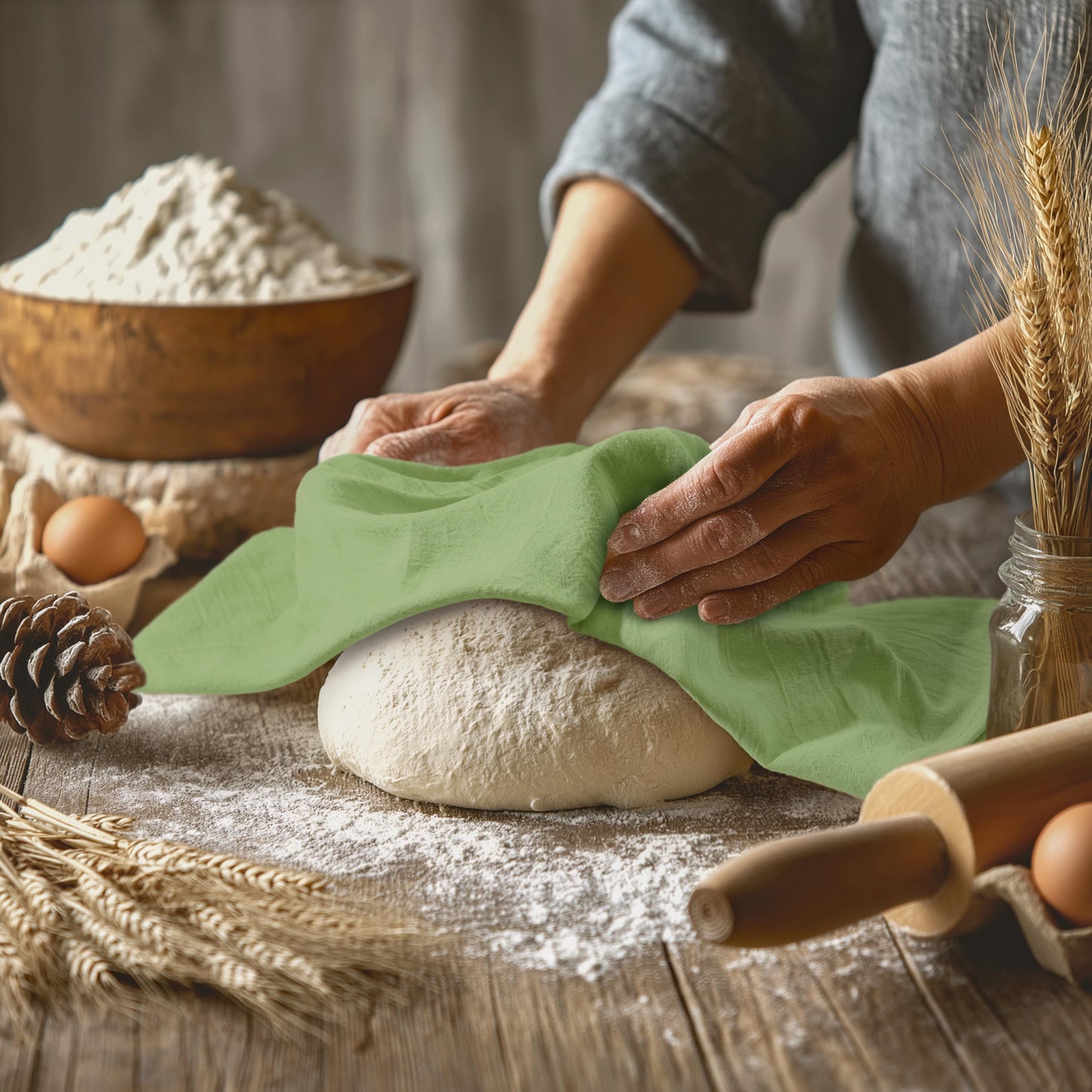 Utopia Kitchen Flour Sack Towels [28 x 28 Inch] 100% Cotton Tea Towels for Cleaning & Drying - Highly Absorbent Kitchen Dish Cloth (Sage Green, 24 Pack)