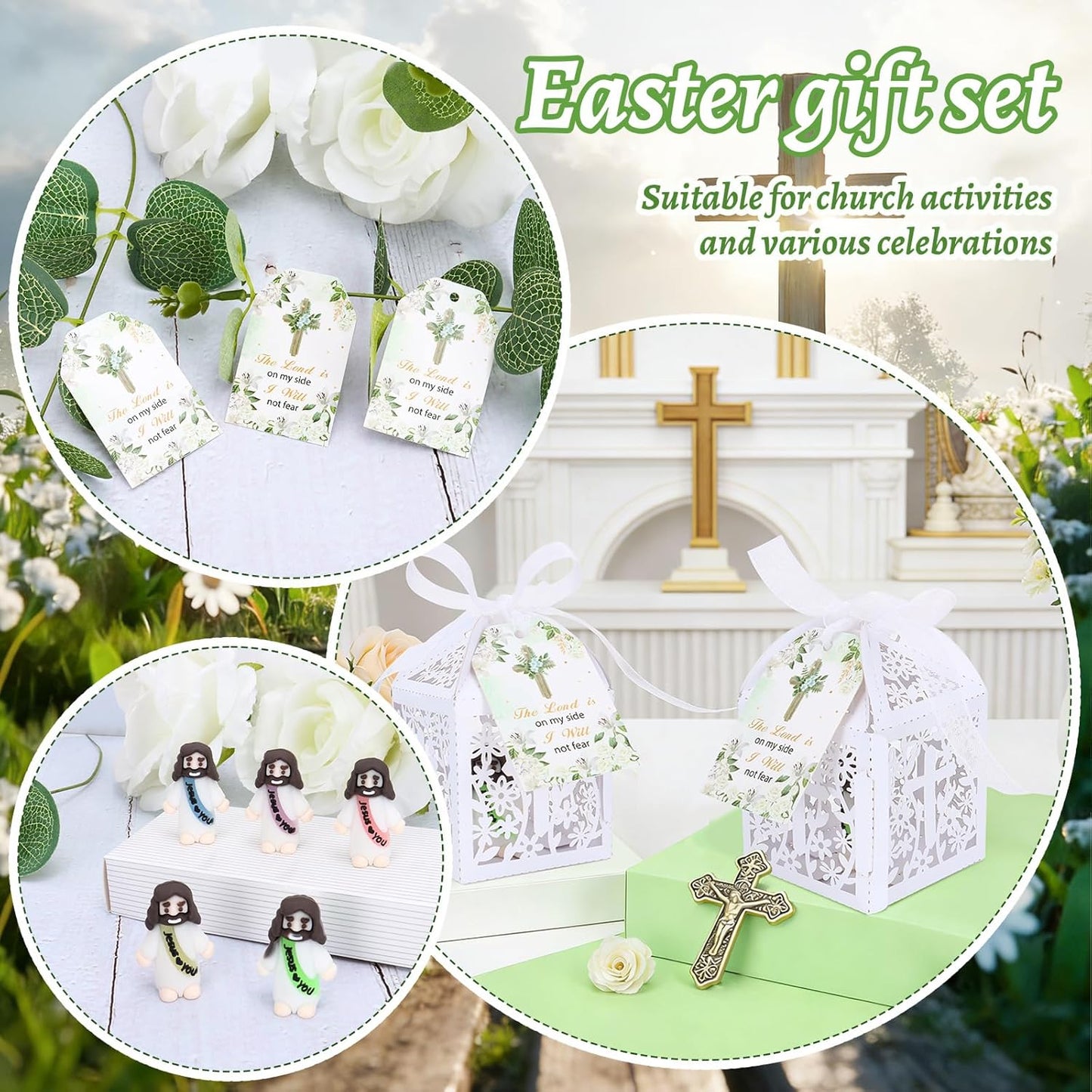 Skiennix Mini Jesus Figurines - 50 Sets Glow in The Dark Gifts with "Let Your Light Shine" Cards | Perfect for Church Baptism and Religious Parties