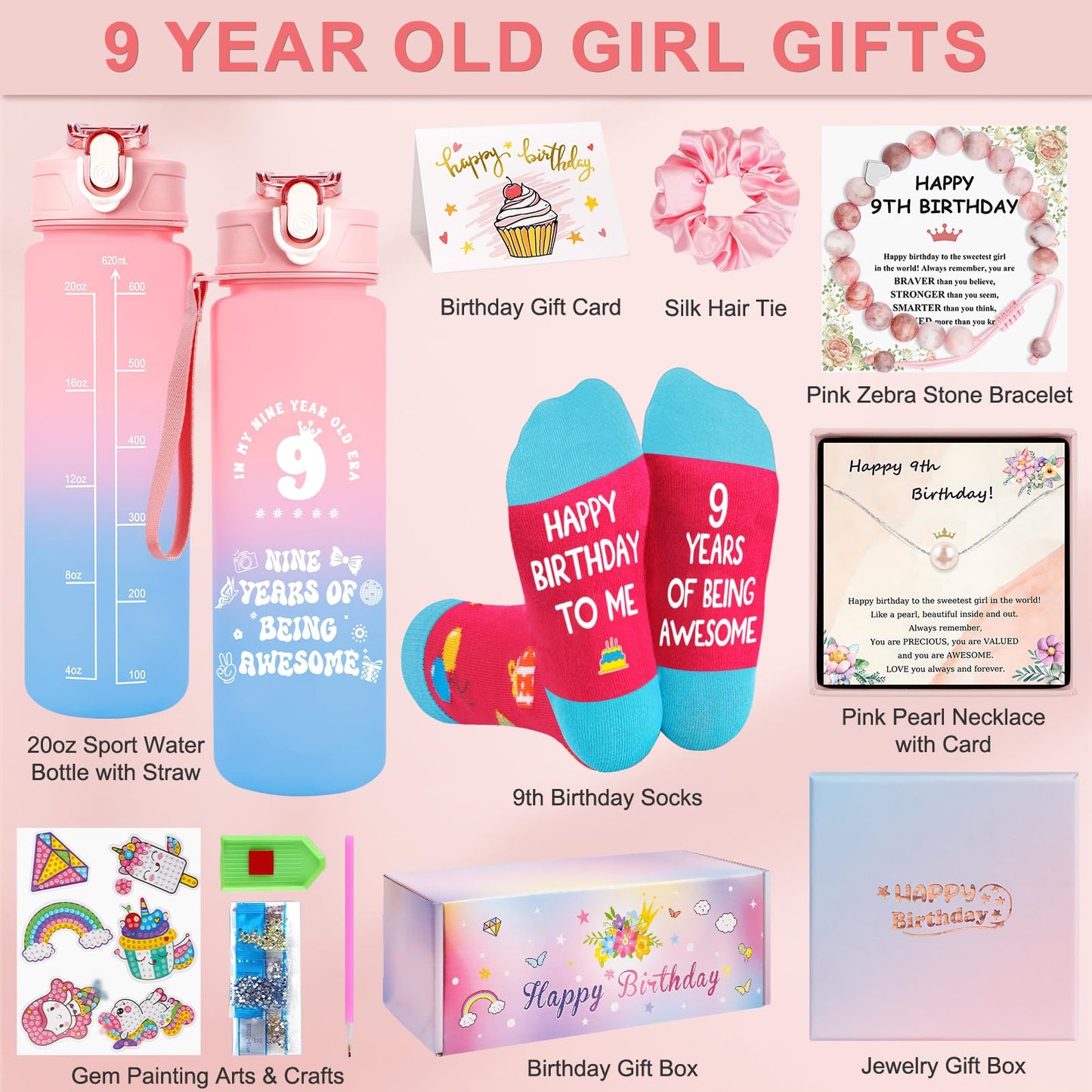 Juesly Gifts for 9 Year Old Girl, 9 Year Old Girl Birthday Gifts for Daughter, Granddaughter, Niece, 9th Birthday Gift for Girls Ideas