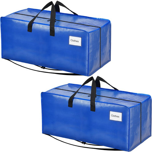 BAGAIL Heavy Duty Moving Bags with Strong Handle, Extra Large Moving Boxes, Storage Tote for Clothes, College Moving Supplies(Blue, Backpack, 2 Pack)