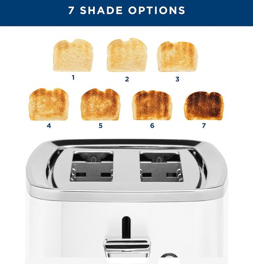 GE 2-Slice Toaster - Extra Wide Slots for Bagels & Waffles | 7 Shade Settings, Removable Crumb Tray, 850 Watts, White