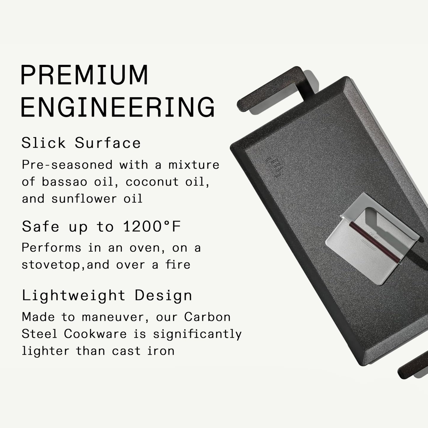 Made In Cookware | Carbon Steel Griddle + Grill Press - (Like Cast Iron, but Better) | Professional Cookware | Crafted in Sweden | Induction Compatible