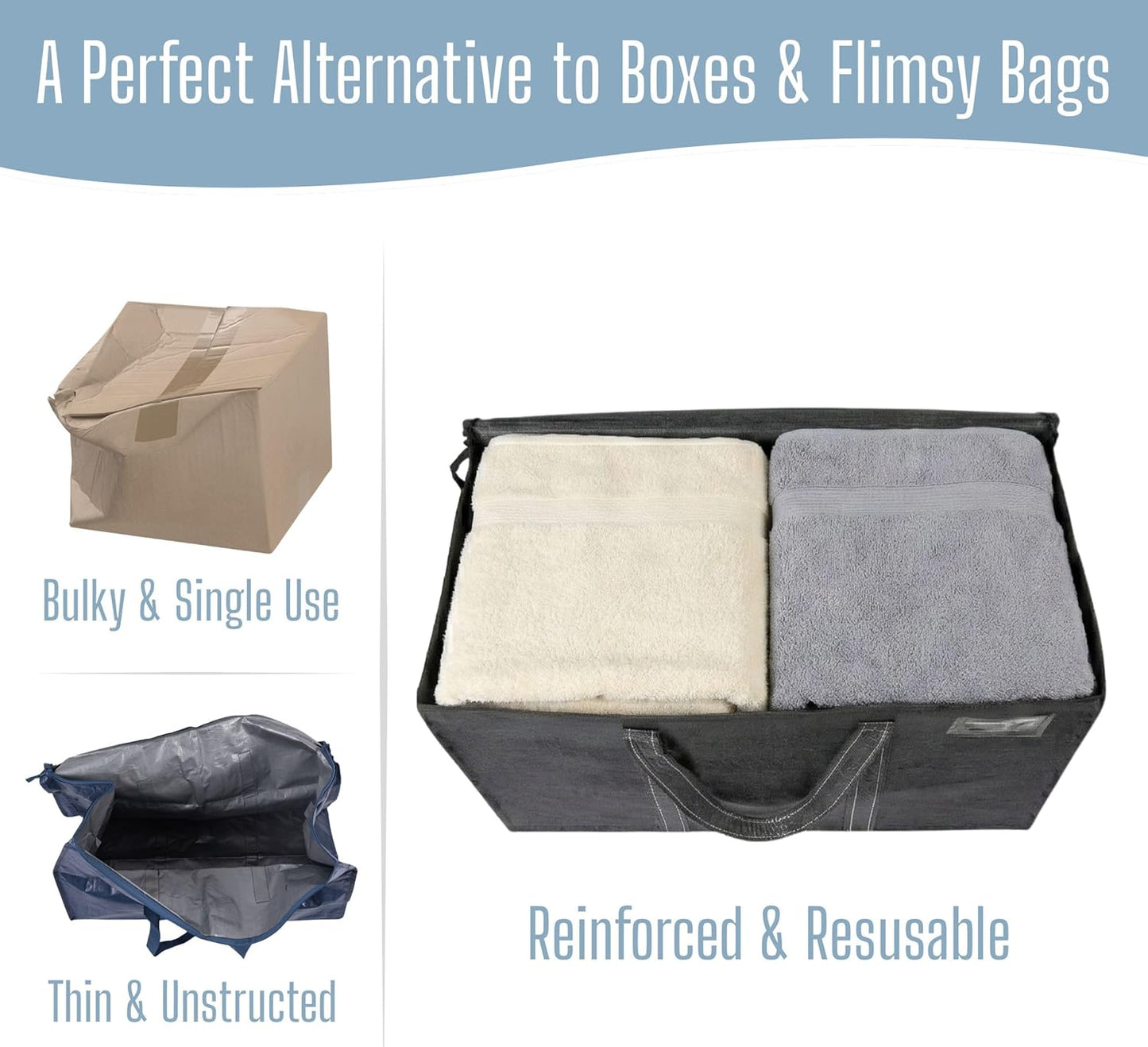 VENO Heavy Duty Moving Bags - 8 Pack Extra Large Storage Solution with Reinforced Handles & Strong Zippers | Foldable & Reusable for Clothes & Dorm Storage