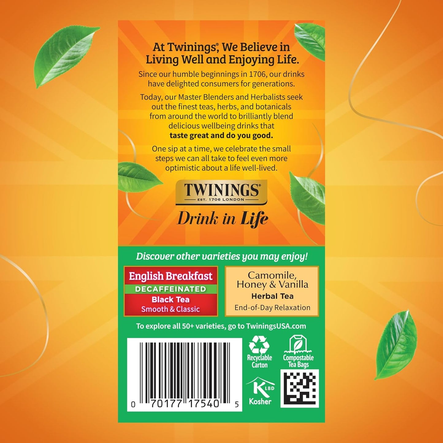 Twinings Decaffeinated Irish Breakfast Black Tea - Flavorful & Robust | 120 Individually Wrapped Bags