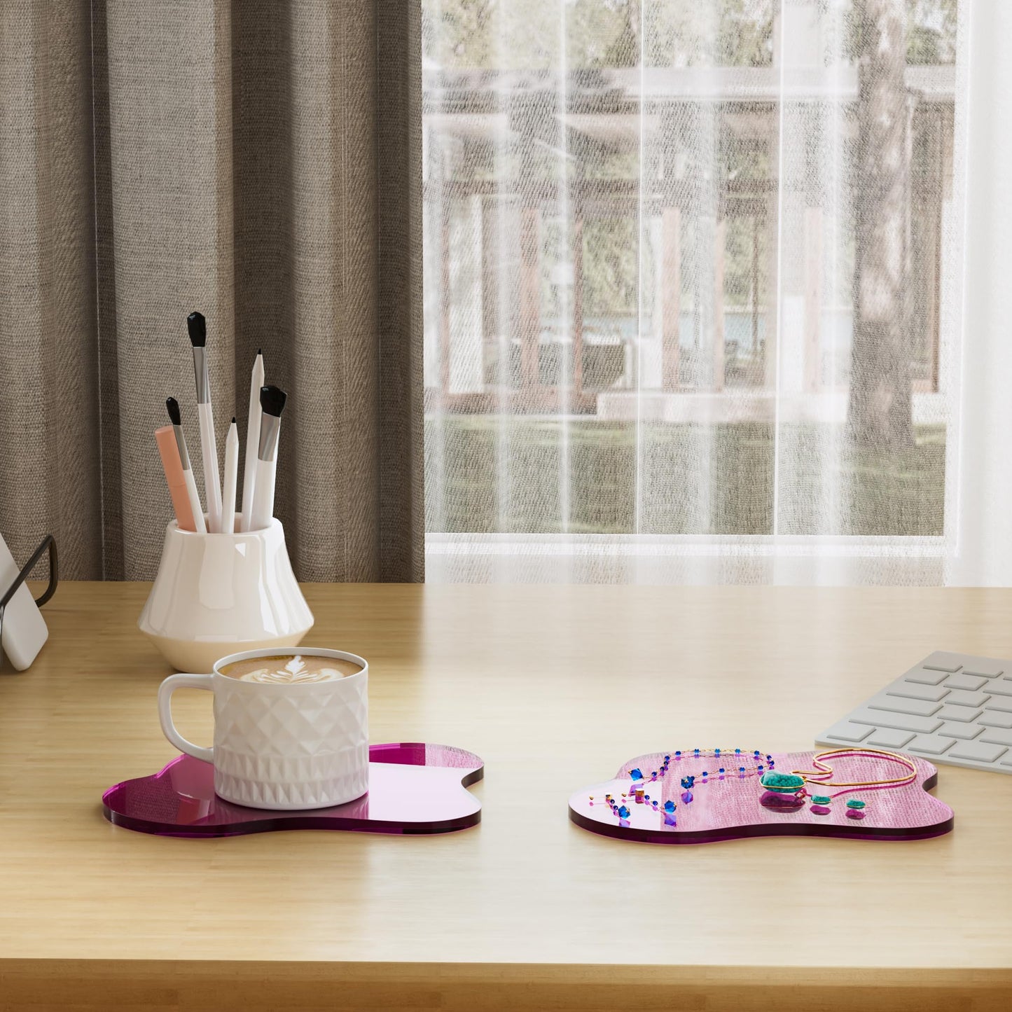 Leadiy Acrylic Coaster for Desk, Clear Bar Drink Coaster, Clear Cloud Shape Coffee Cup Coaster, Perfect for Tabletop Protection and Accessories Display.