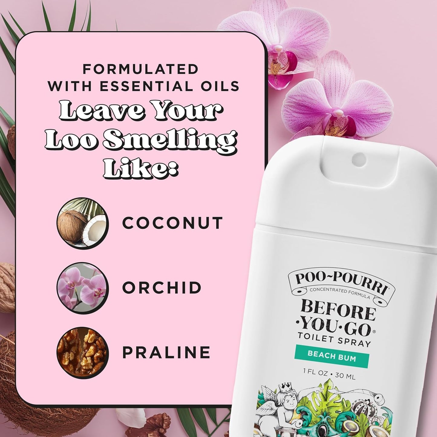 Poo-Pourri Before-You-Go Pocket Toilet Spray - Travel Essential | Beach Bum Scent, 1 Fl Oz, TSA Approved