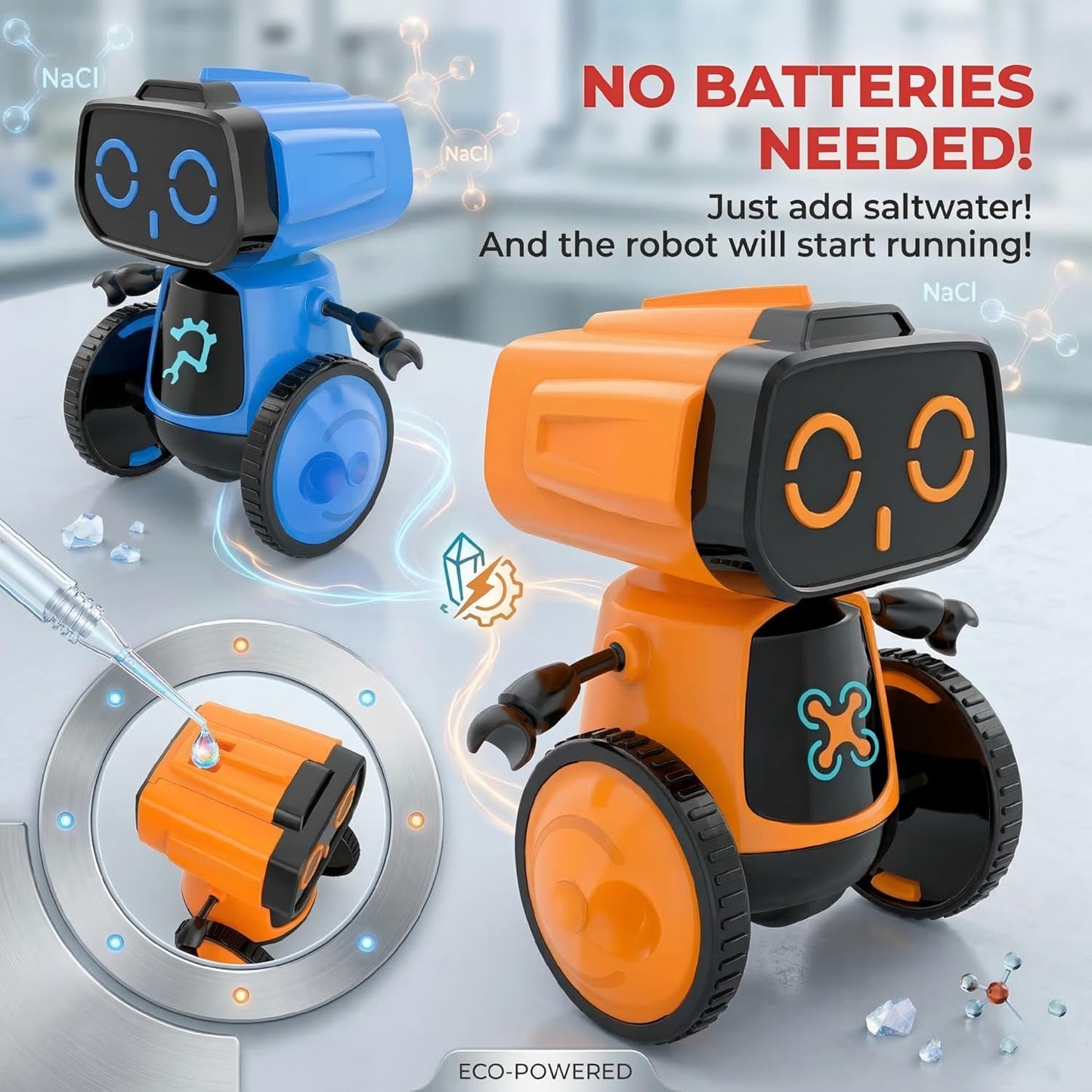 Science Saltwater-Powered Robot Kit - DIY STEM Gift for Boys & Girls | No Batteries Required, Blue