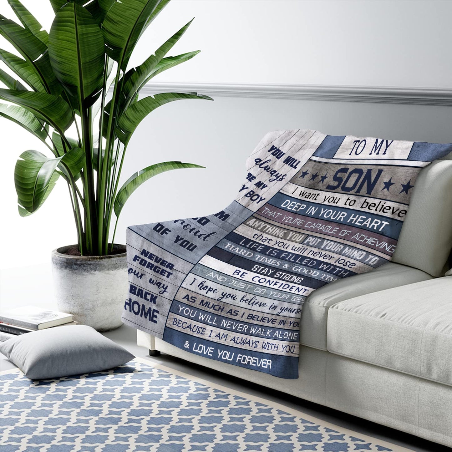 Yamco Son Blanket - Birthday or Wedding Gift from Mom and Dad - Throw Blanket 80"x 60" - Graduation Present for Grown Son