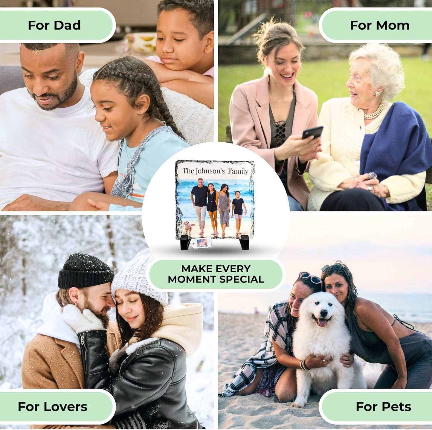 Skiennix Personalized Photo Rock Slate Frame - Custom Stone Plaque for Memorable Gifts | Perfect for Weddings, Birthdays, and Memorials