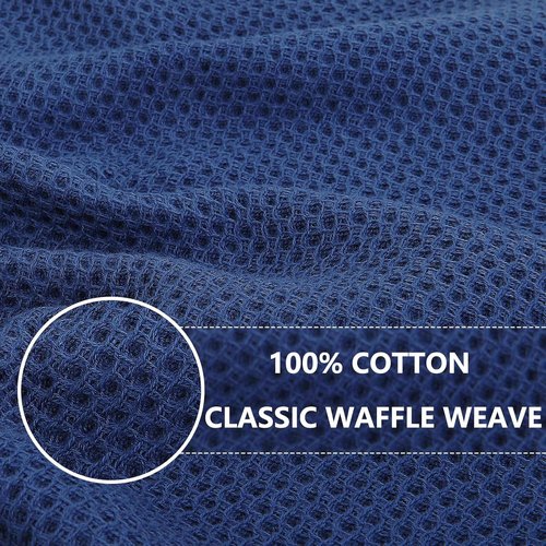 Homaxy Kitchen Dish Towels - Ultra Soft 100% Cotton Waffle Weave, Quick Drying | 13 x 28 Inches, 6-Pack, Navy Blue