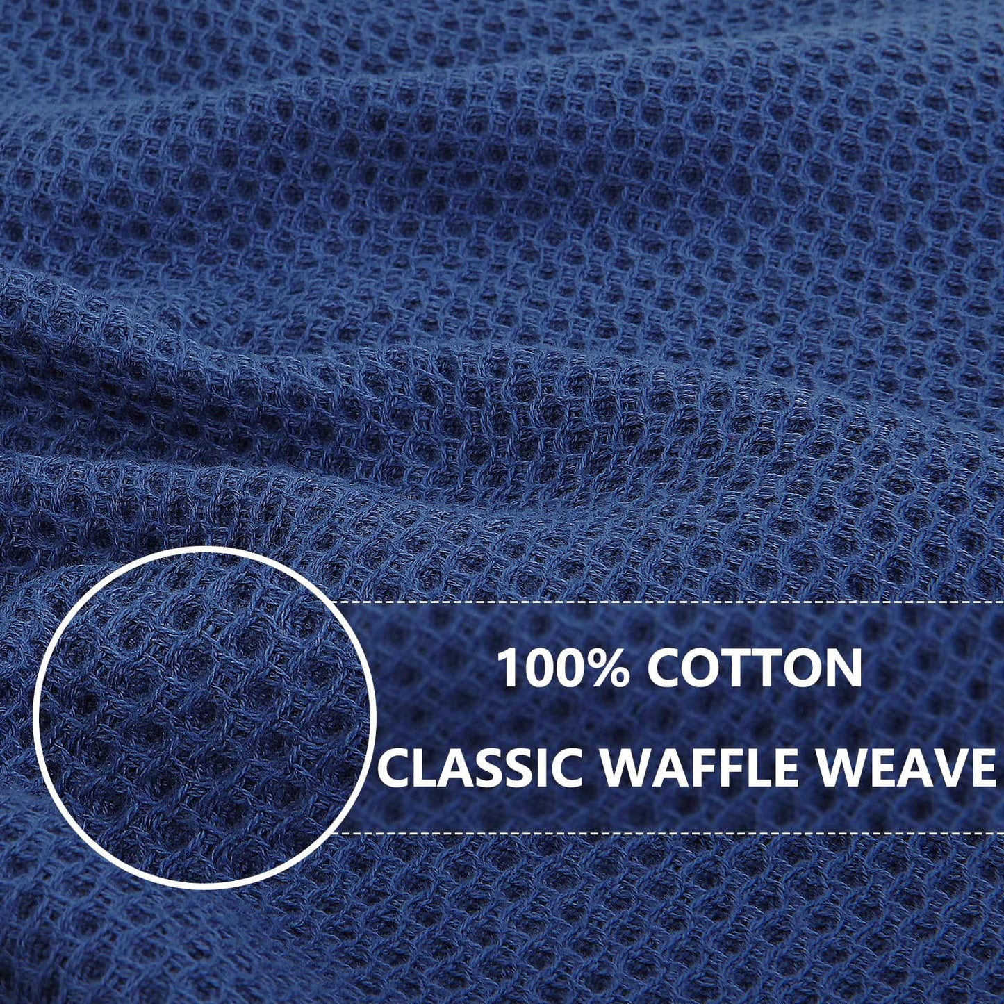 Homaxy 100% Cotton Waffle Weave Kitchen Dish Cloths, Ultra Soft Absorbent Quick Drying Dish Towels, 12 x 12 Inches, 18-Pack, Navy Blue