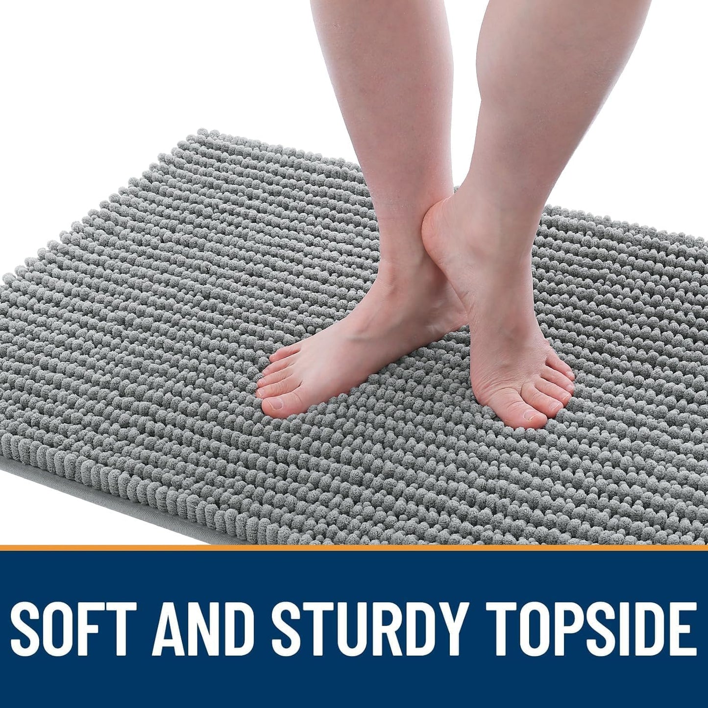 OLANLY Dog Door Mat - Ultra Absorbent Chenille Mud Doormat | Non-Slip & Washable, 47x24, Grey