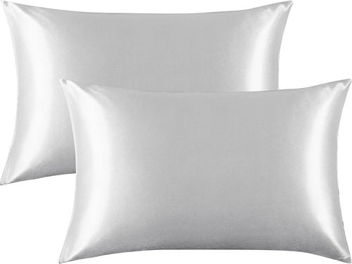 FLXXIE Satin Pillowcases - Luxury Soft Queen Size (20x30 Inches) for Hair & Skin Care | Silver Grey