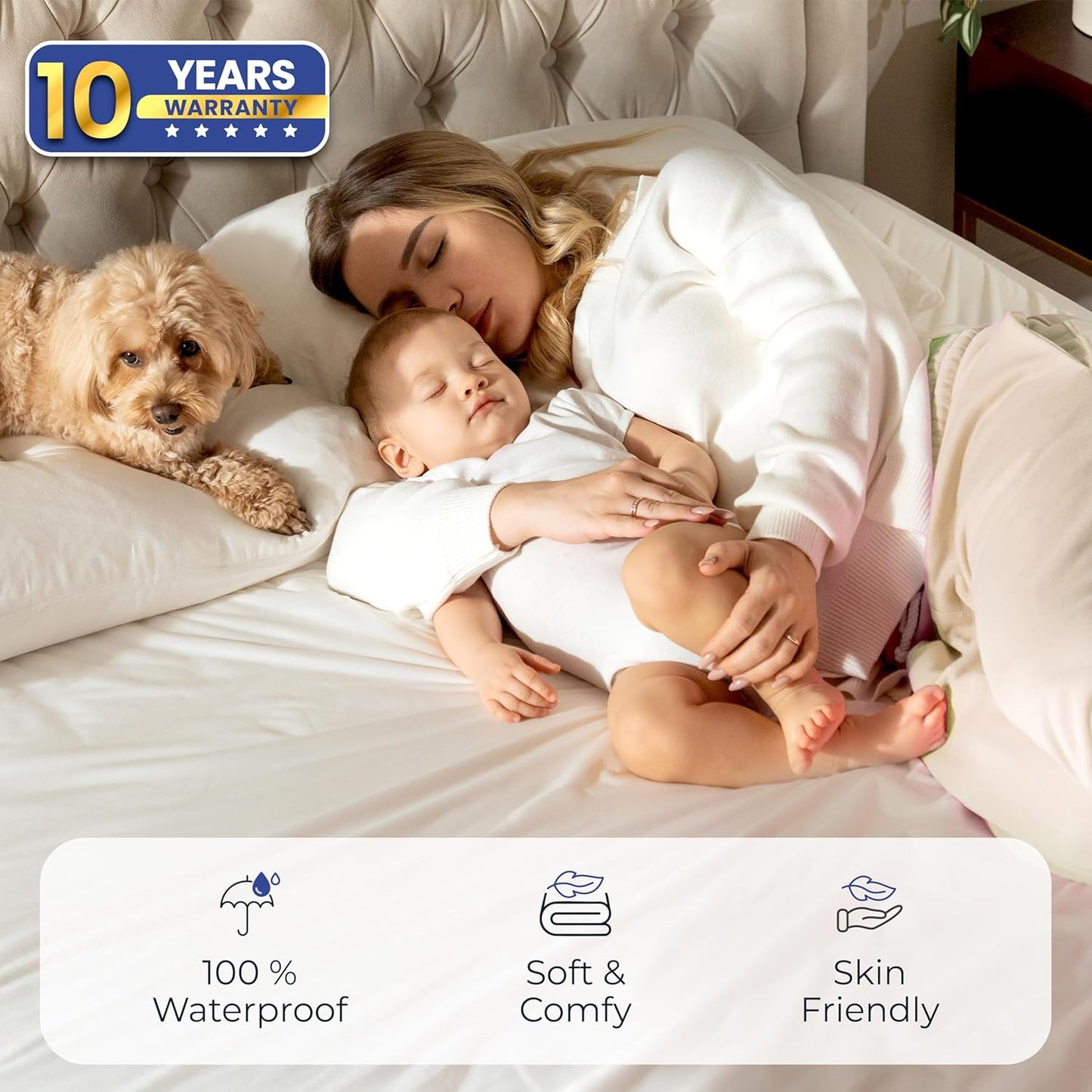 Skiennix Twin Waterproof Mattress Protector - Noiseless, Breathable, Machine Washable Fitted Cover | Deep Pockets up to 15”
