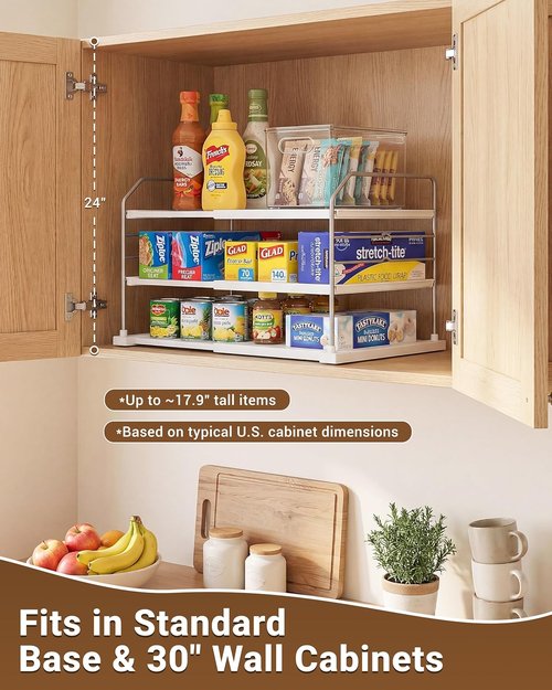 EVERIE 3-Tier Kitchen Cabinet Organizer - Adjustable Heavy-Duty Shelf Rack for Wraps & Snacks (11–16.7 in Wide)