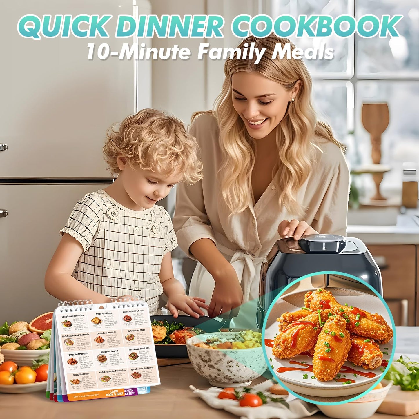 Magnetic Air Fryer Cheat Sheet, Cooking Guide Booklet,70 Illustrated Recipes & Cooking Gifts- Keto Air Fryer Cookbooks for Beginners- Instant Pot Air Fryers Accessories, Kitchen Gadgets
