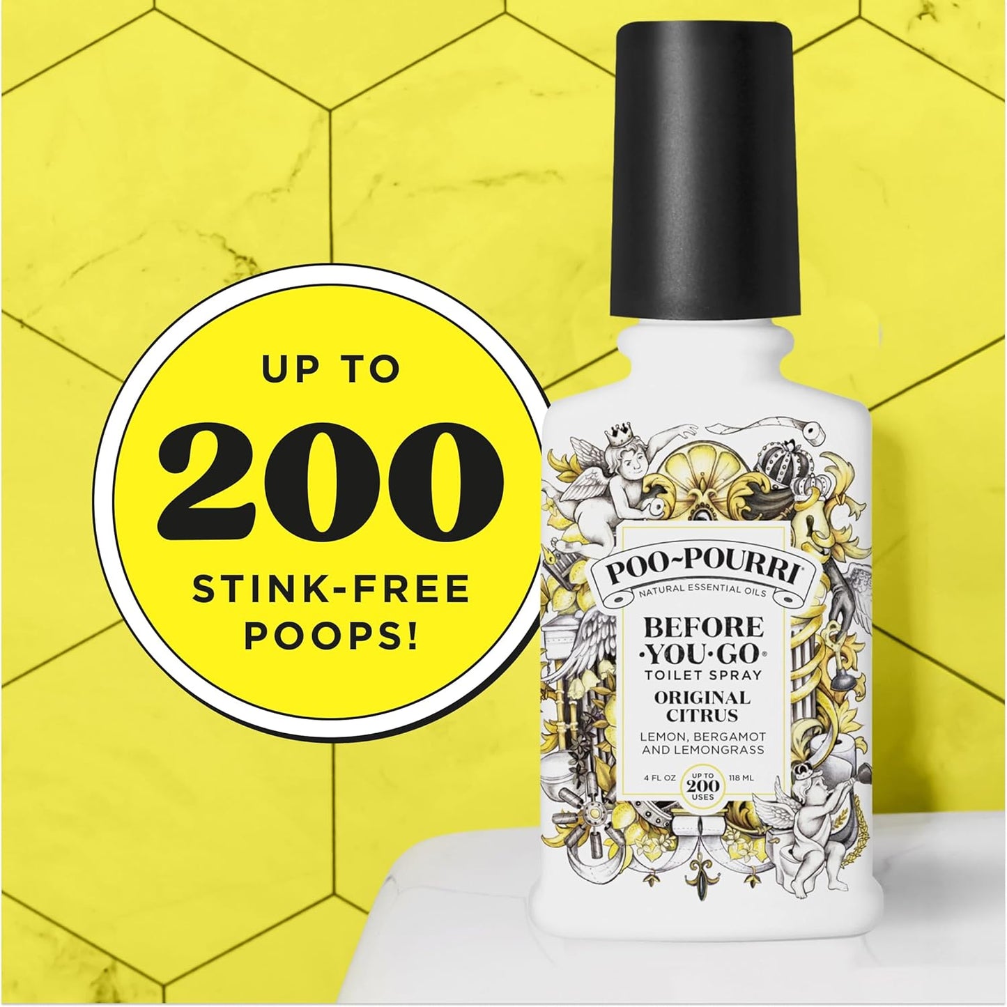 Poo-Pourri Toilet Spray - Original Citrus Scent | Plant-Based Odor Deodorizer | 4 Fl Oz, Up to 200 Uses