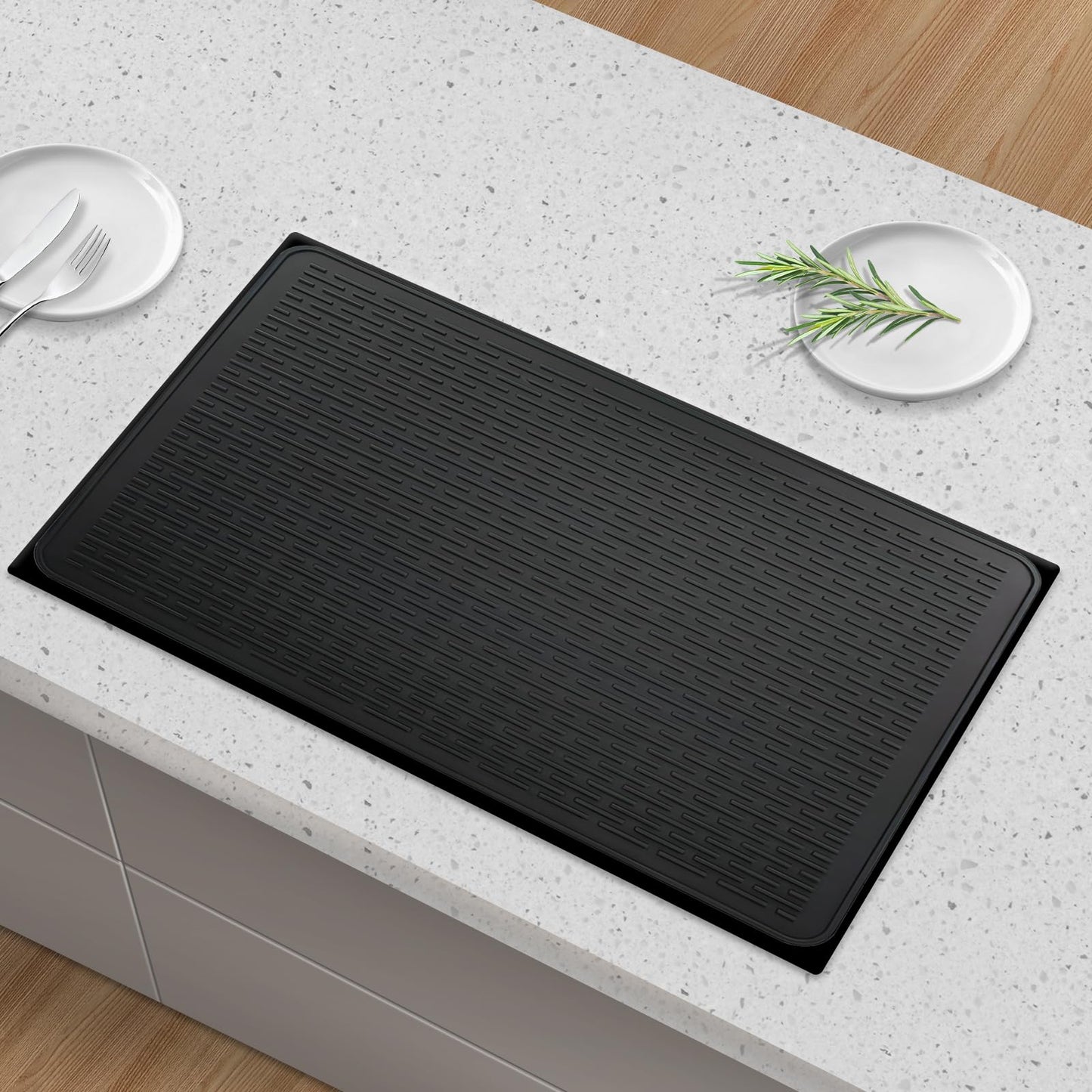 Silicone Stove Top Cover Mat, 36"x21" Silicone Electric Stove Top Protector, Heat Resistant Glass Cooktop Cover, RV Cooktop Protector Mat for Counter (Blcak)