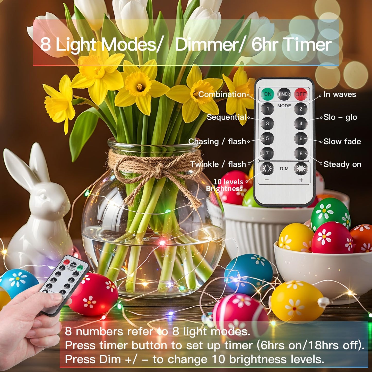 suddus 33ft 100 LED Outdoor String Lights, Multi Color Fairy Lights Battery Operated with Remote, Led Twinkle Lights for Bedroom, Backyard, Wedding, Tree, Mason Jar, Wall, Centerpiece, Christmas