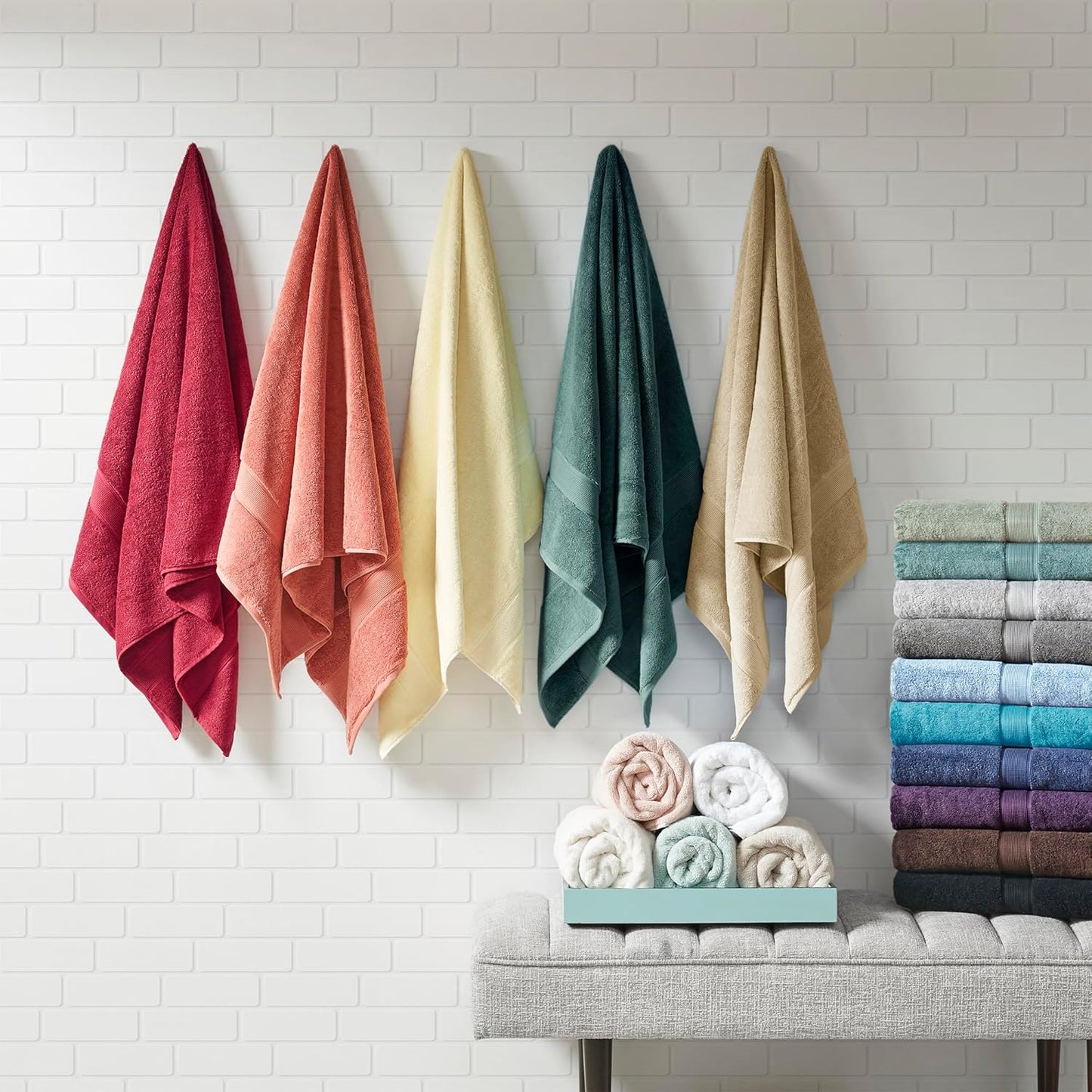 Madison Park 800GSM Cotton Bath Towel Set - Luxurious & Highly Absorbent | 8-Piece White Spa Quality