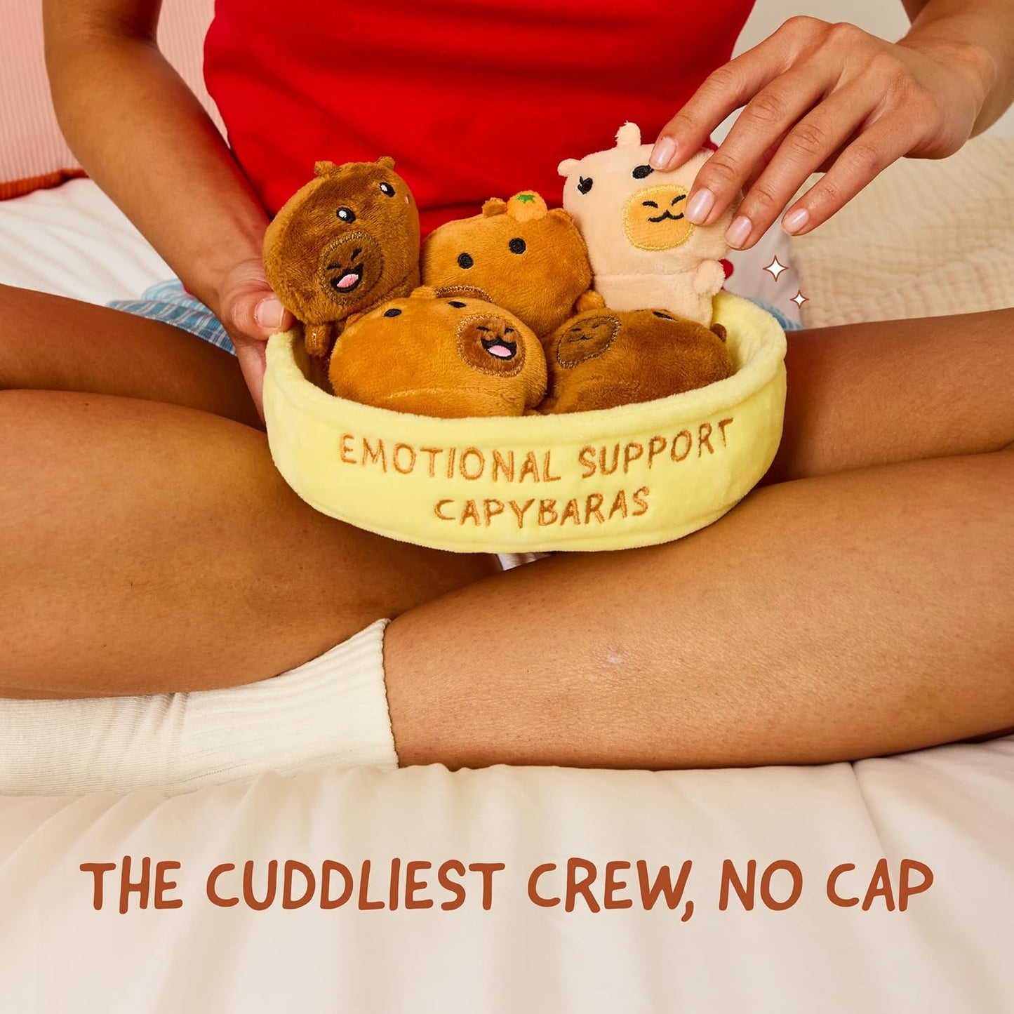 Relatable Emotional Support Capybaras - Cuddly Plush Toy Set with 5 Capybaras & Carrying Basket
