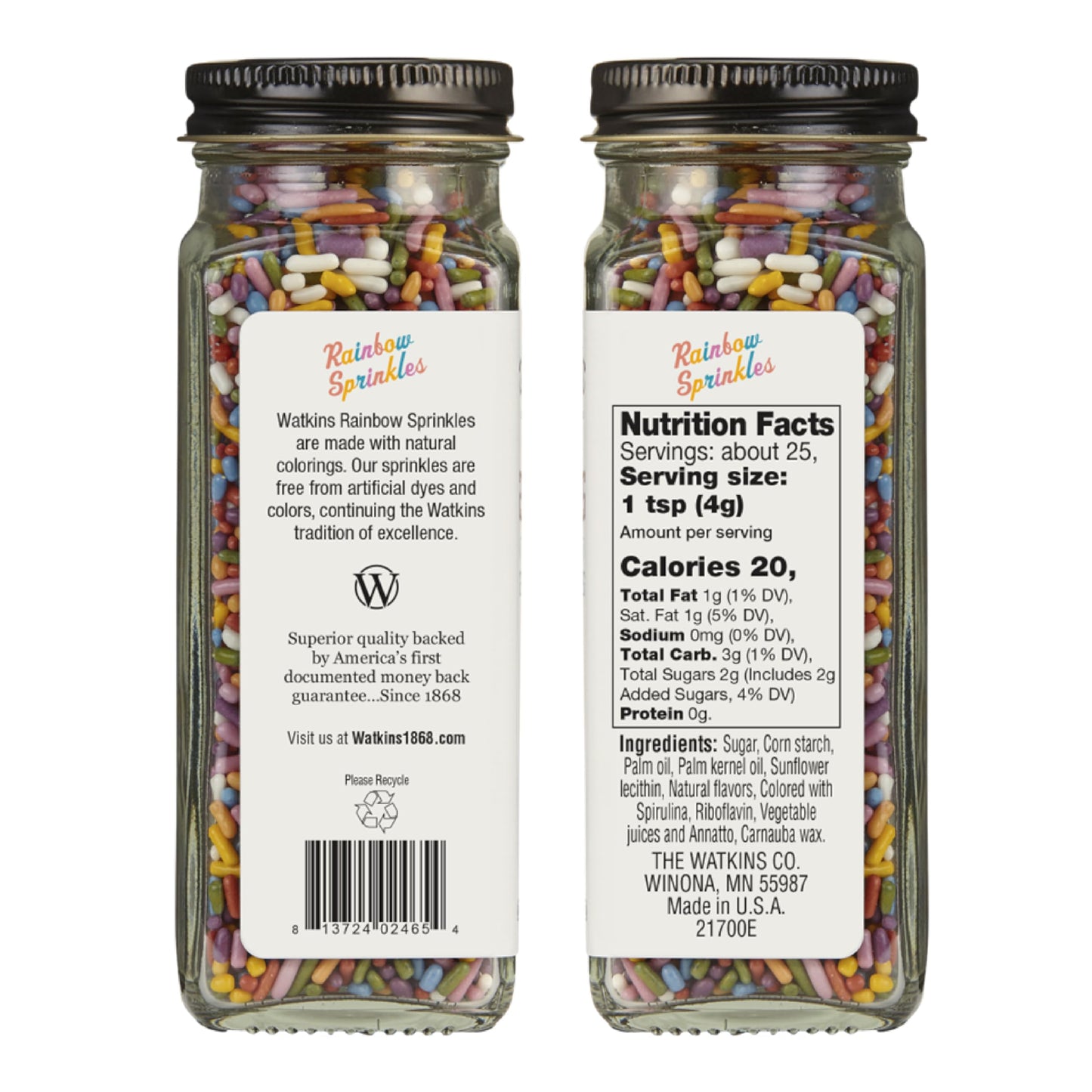 Watkins Rainbow Decorating Sprinkles, 3.4 Ounce Jar, 3-Pack