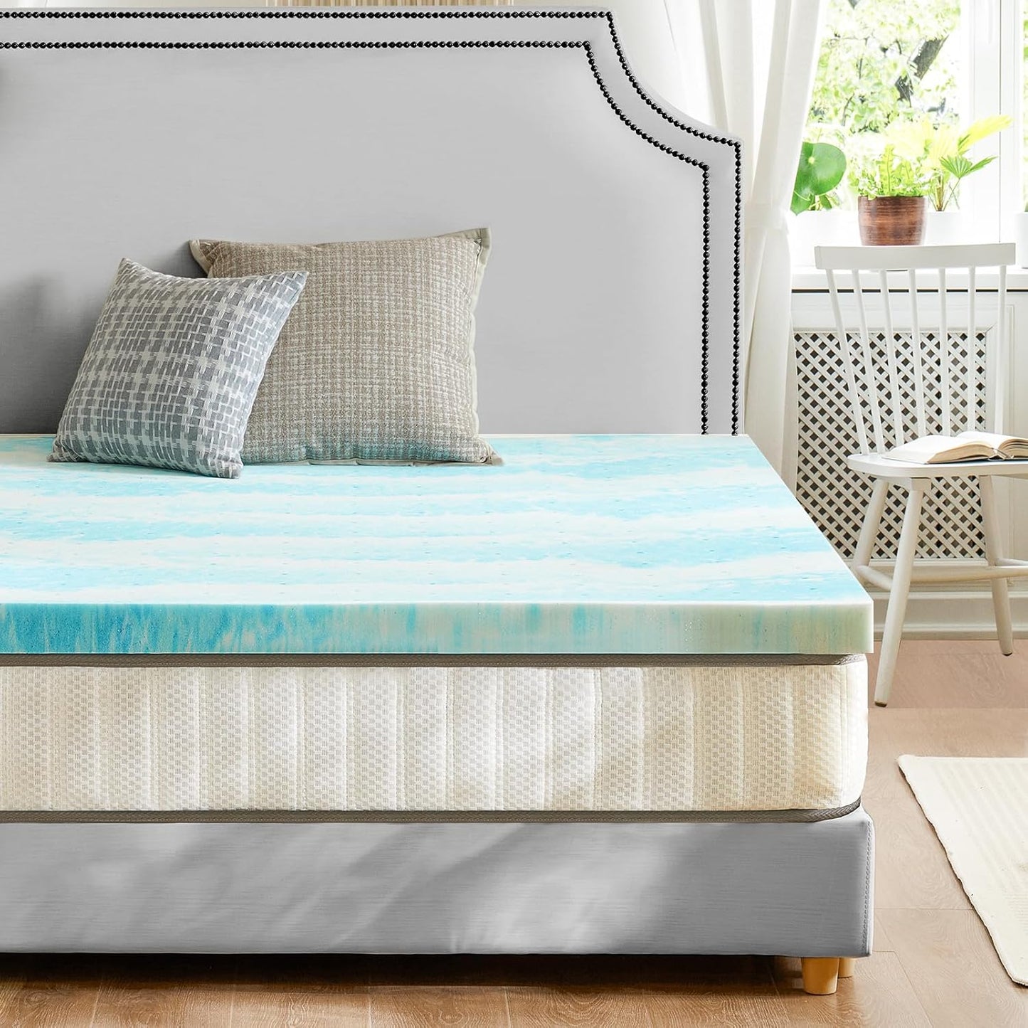 Sweetcrispy Memory Foam Mattress Topper - 4 Inch Gel-Infused Cooling Pad for California King Bed | CertiPUR US Certified, Breathable Design