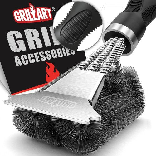 GRILLART Grill Brush - Extra Strong BBQ Cleaner with Safe Wire Bristles for Gas/Charcoal Grilling Grates