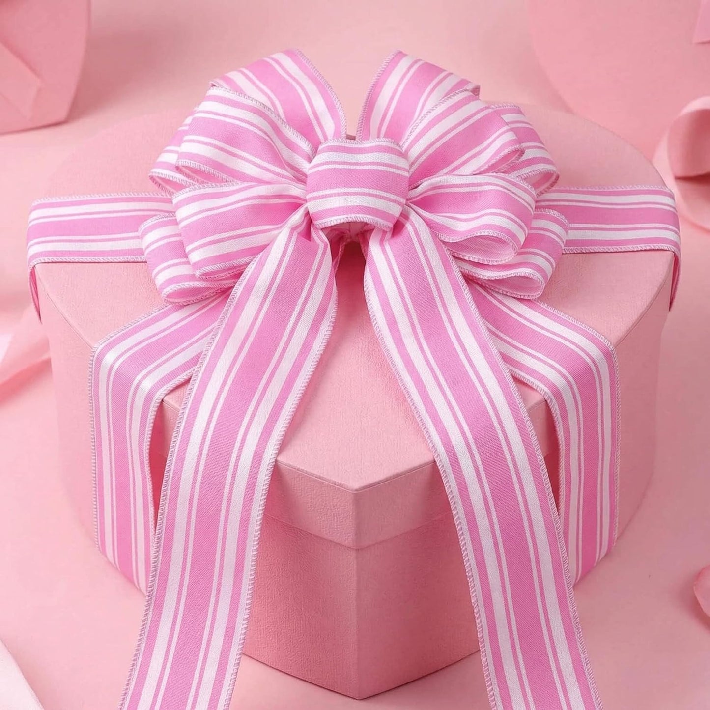 Regine Switzerland Pink & White Striped Wreath Bow - 20x11 Inch Large Baby Shower Decor