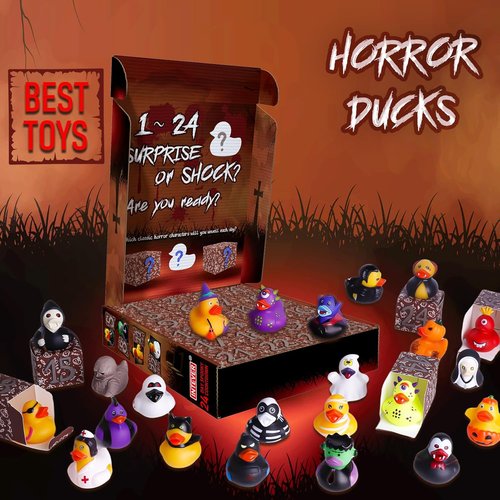 Intever Advent Calendar 2025 - Horror Rubber Duckies - 24 Days of Spooky Fun | Collectible Holiday Gift for All