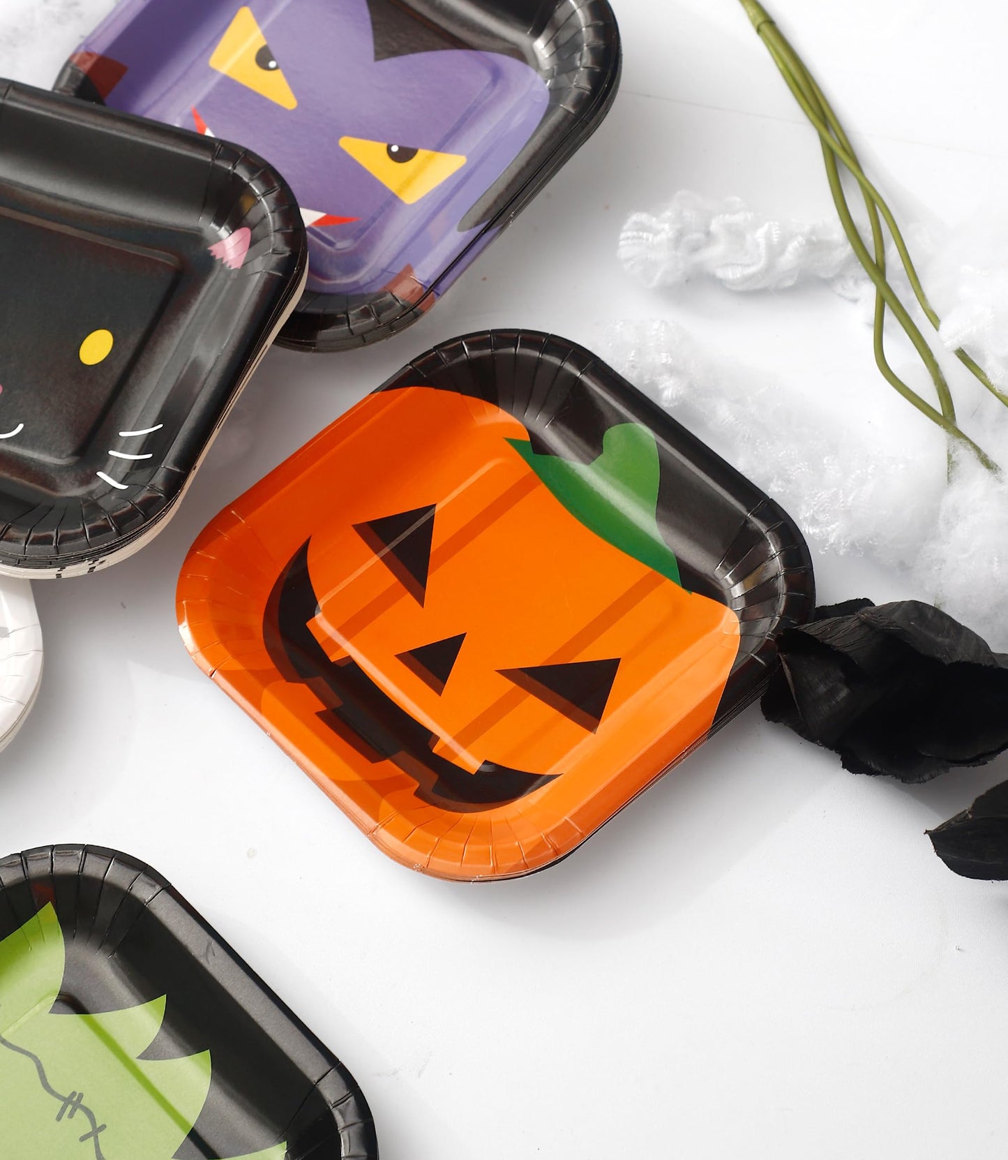Winoo Design Halloween Small Plates Disposable - 48 PK - Dessert Paper Plates for Halloween Decor Decorations Table Party Supplies Party Favor
