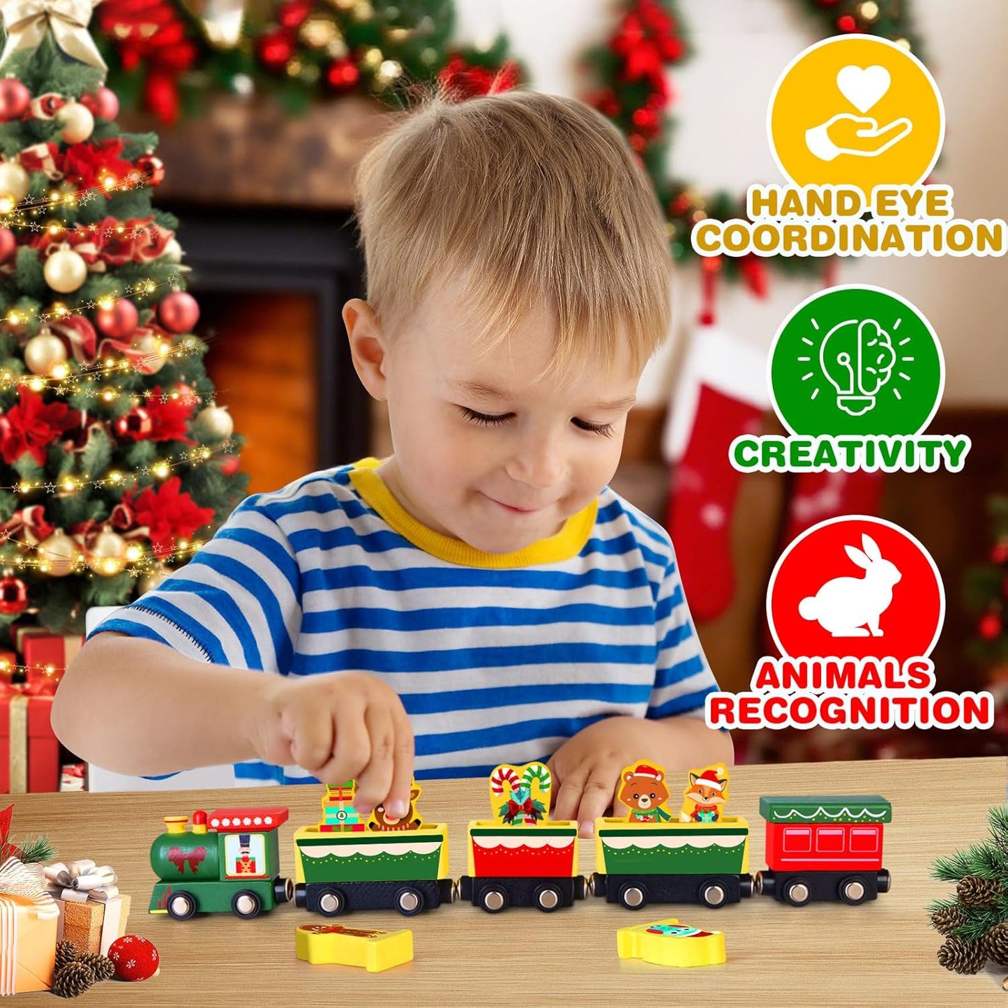 Wooden Advent Calendar by Toddler | 24-Day Magnetic Animal Train Set for Kids - Perfect Christmas Countdown Gift