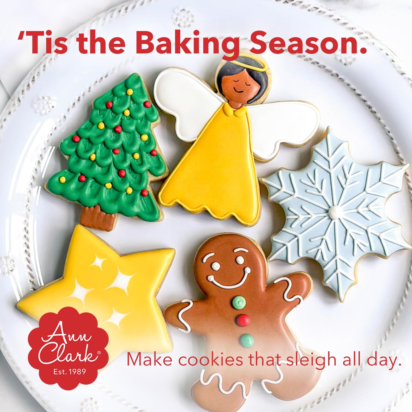 Ann Clark Faces of Christmas Cookie Cutters 3-Pc. Set (Santa Face, Reindeer Face, Snowman Face) Made in USA