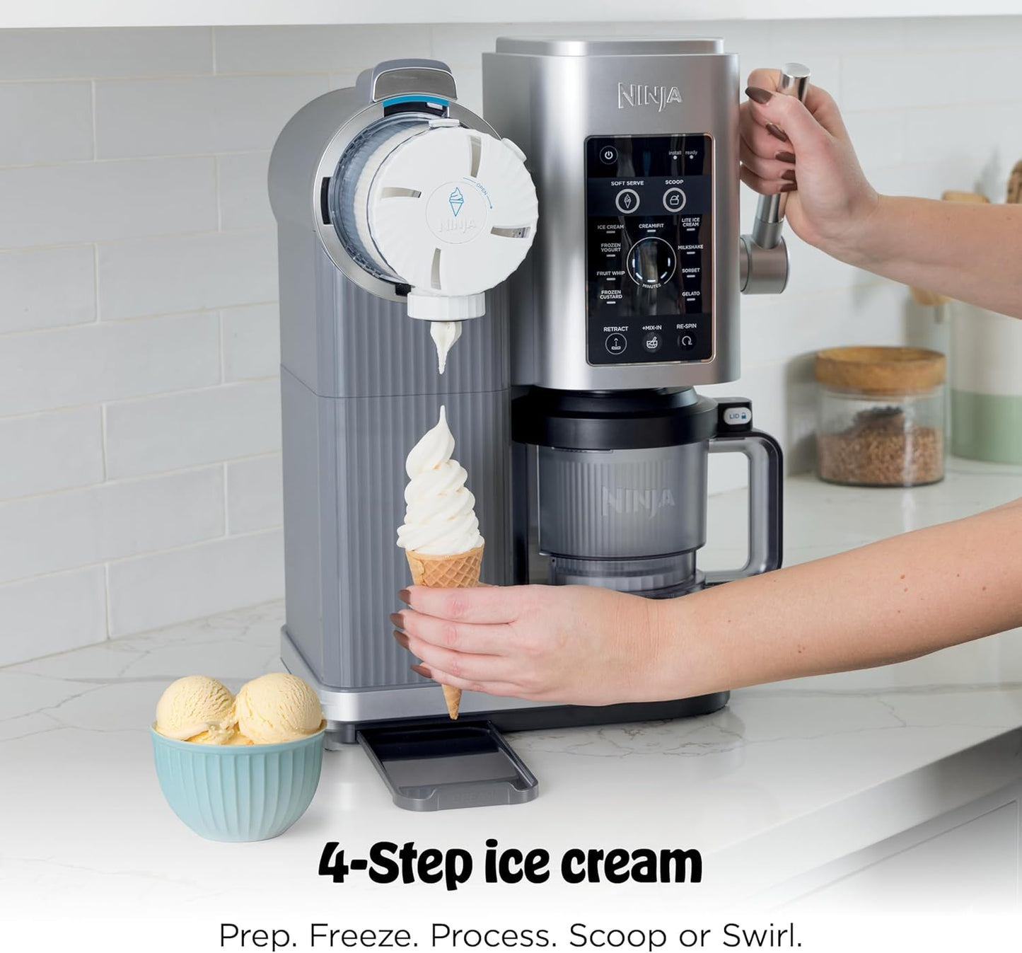 Ninja CREAMi Ice Cream Maker - 13-in-1 Soft Serve & Sorbet Machine with 2 Pints & Handle