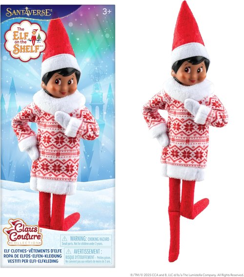 Elf on the Shelf Snowflake Sweetie Dress - Charming Fair Isle-Inspired Tunic - Scout Elf Not Included