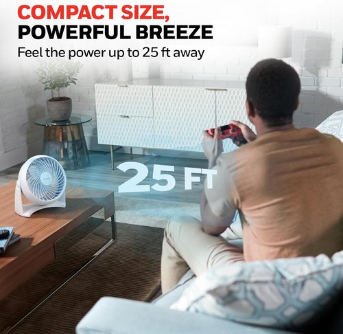 Honeywell TurboForce Air Circulator - Quiet Tabletop Fan with 3 Speeds & 90° Pivoting Head | White, HT-904
