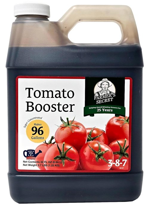 Farmer's Secret Tomato Booster Fertilizer - Super Concentrated 32oz | 3:8:7 Ratio with Humic Acid & Iron