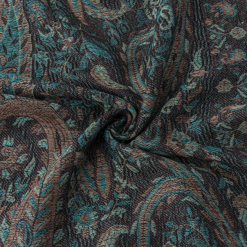 Umjetnost Womens Soft Silky Pashmina Rave Scarf Paisley Pattern Pashmina Shawl Wrap with Fringes (F Black Green)