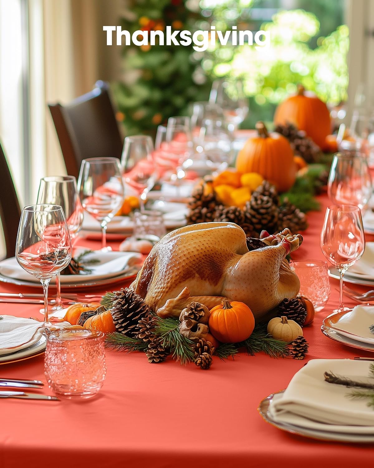 Pureegg Disposable Plastic Tablecloths - 8 Pack, 54 x 108 Inch, Leakproof & Sturdy for Halloween & Thanksgiving | Orange