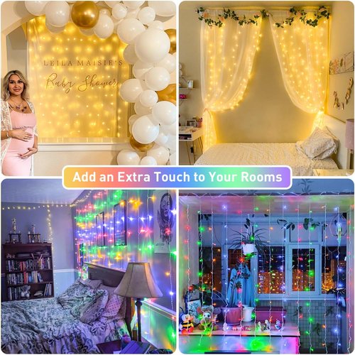 JMEXSUSS 300LED Curtain Lights - Dual Color Changing with Remote | 9.8x9.8ft Connectable Christmas Decor