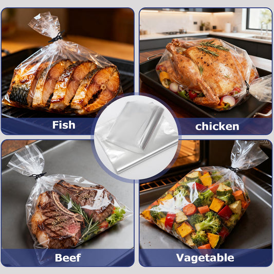 20 Count Oven Bags for Roasting, Oven Bags Cooking Roasting Bags for Chicken Meat Ham Seafood Vegetable, 10’’ x 15’’