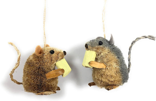 Buri Sitting Mouse Christmas Ornaments - 2.5-Inch Assorted Cheese Designs by Kurt Adler