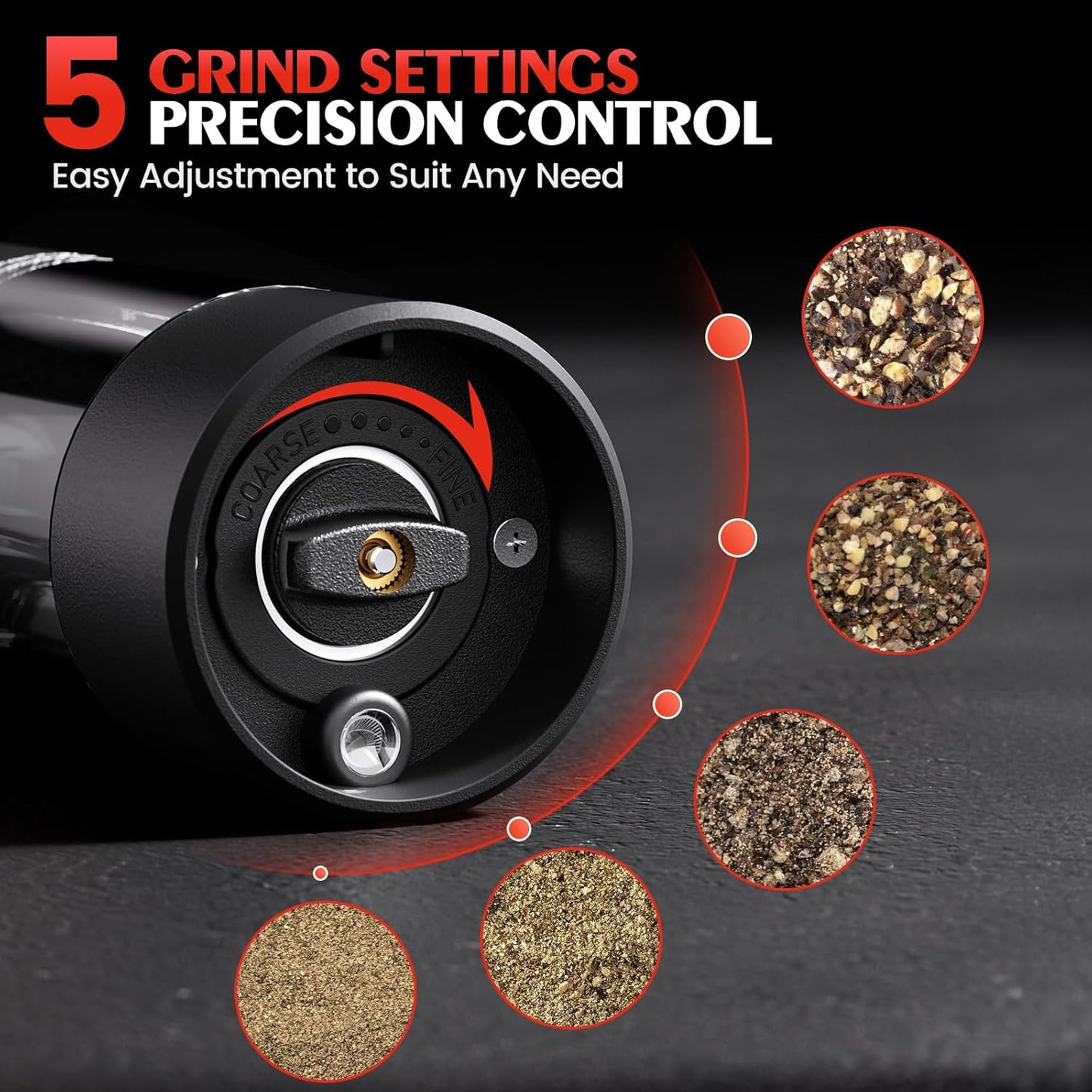 Skiennix Electric Salt and Pepper Grinder Set - Automatic Mill with Adjustable Coarseness & LED | Perfect Kitchen Gift for Mom
