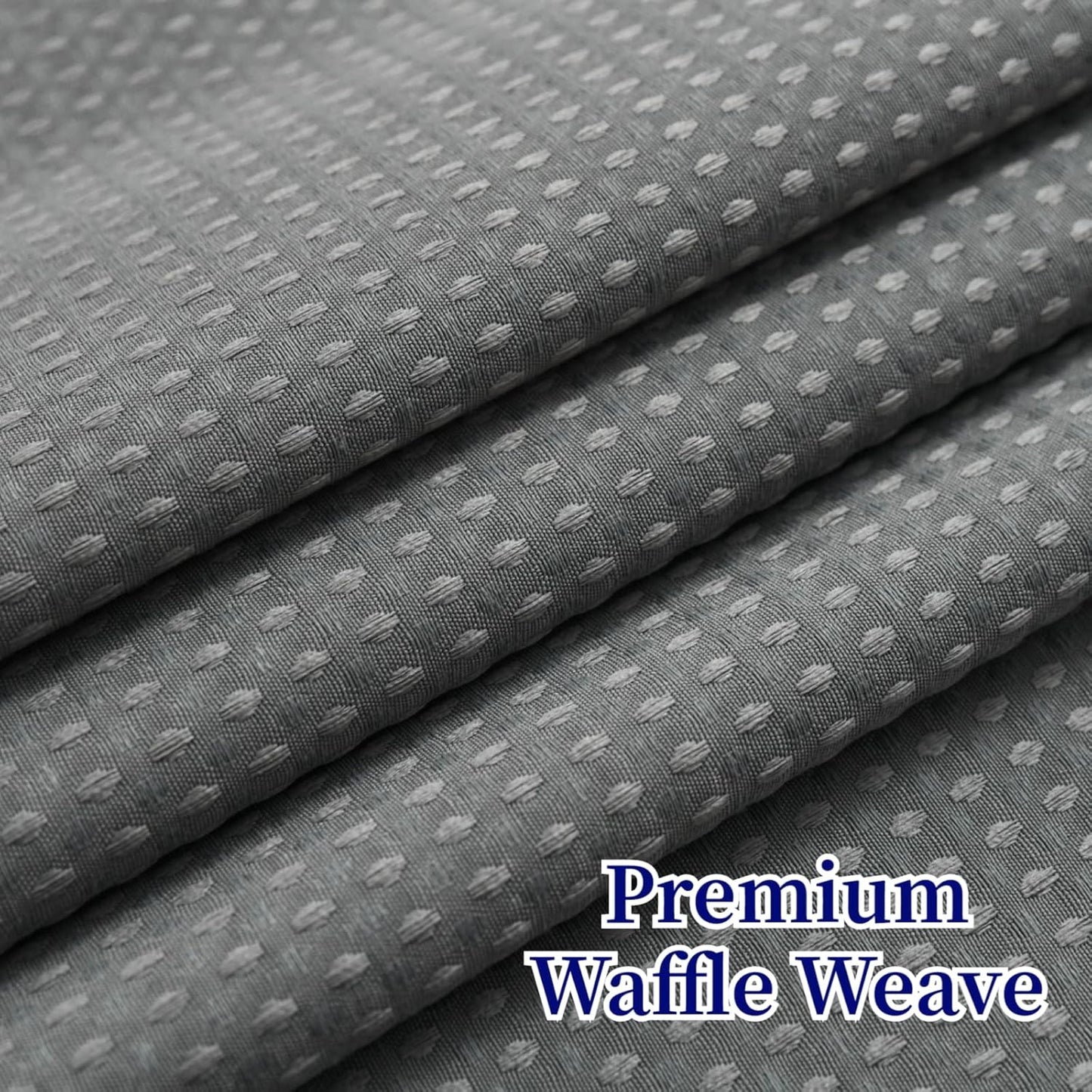 Skiennix Waffle Weave Shower Curtain - Hotel Grade Waterproof with Snap-In Liner | Heavy Duty 71" x 74" - Grey