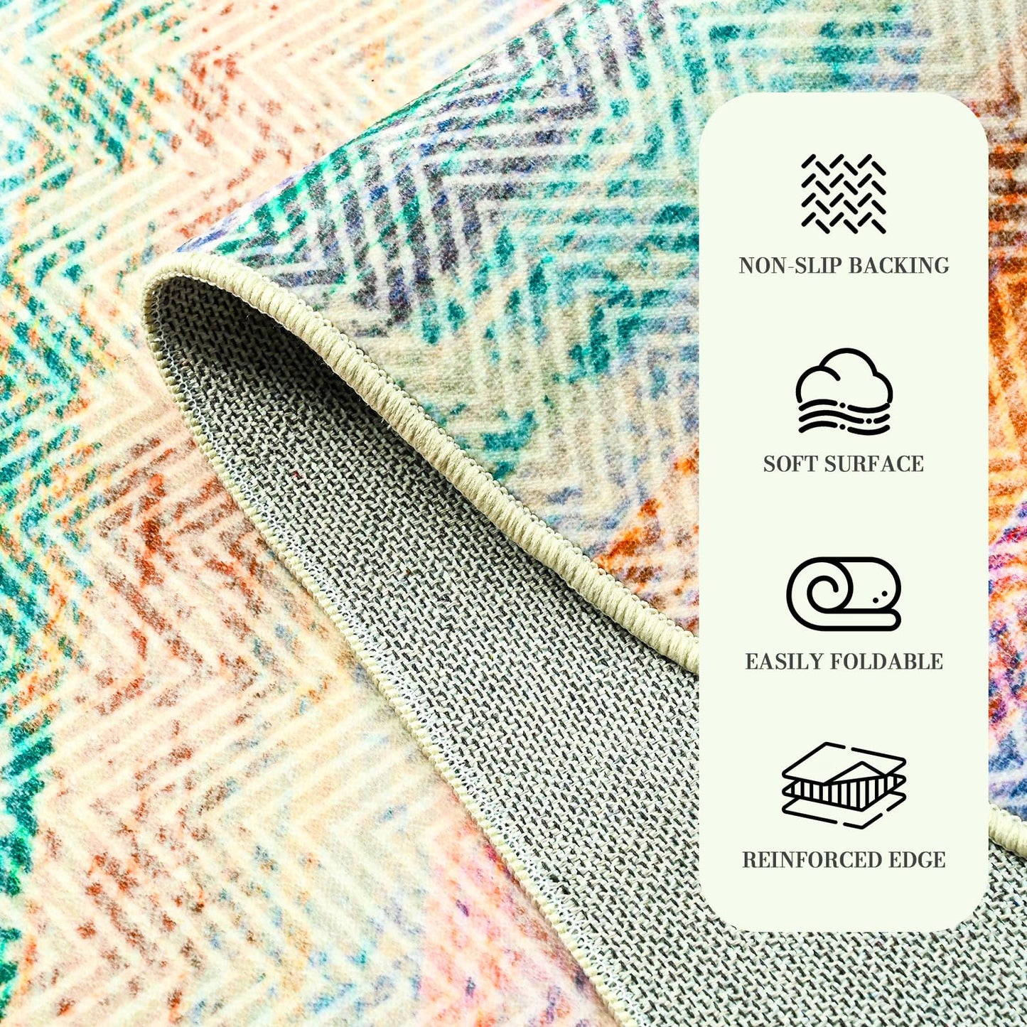 Comeet Modern Washable Rug, 5x8 feet Green Area Rug for Living Room, Indoor Non Slip Carpet for Bedroom Girls, Print Distressed Abstract Rugs for Dining Room Home Office Nursery Dorm Kids Room Decor