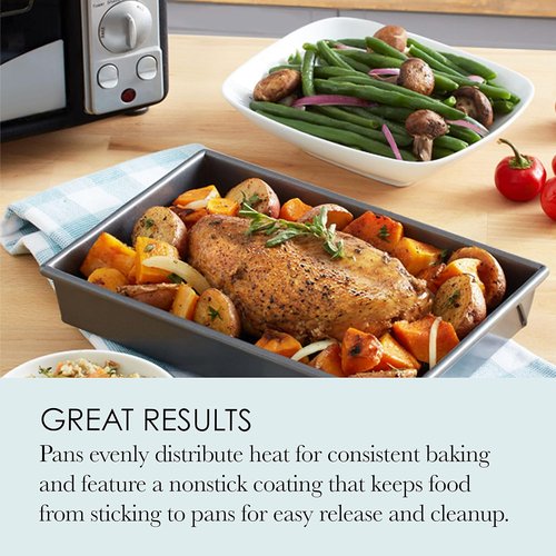 Chicago Metallic Non-Stick Toaster Oven Set - 4-Piece Bakeware Essentials for Perfect Cooking