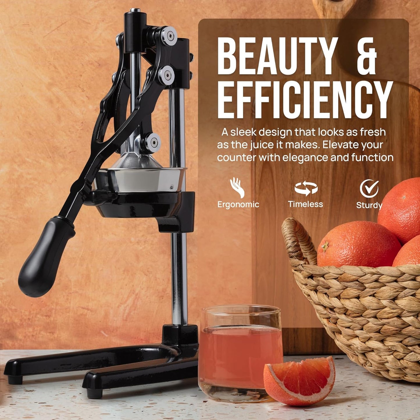 Zulay Kitchen Extra Tall Citrus Press - Manual Juicer for Orange Juice, Fits Tumblers & Tall Glasses
